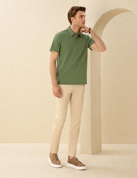 Bej Armürlü Slim Fit Chino Pantolon - 50271283245