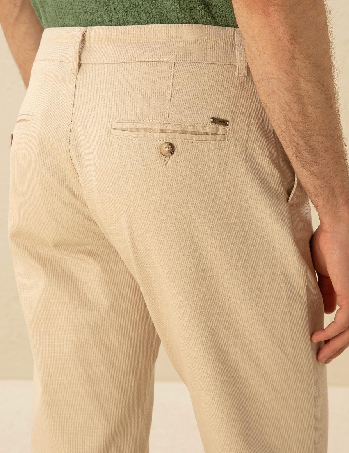 Bej Armürlü Slim Fit Chino Pantolon - 50271283245