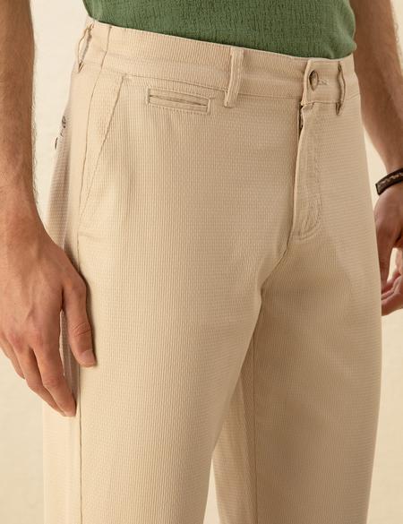 Bej Armürlü Slim Fit Chino Pantolon - 50271283245