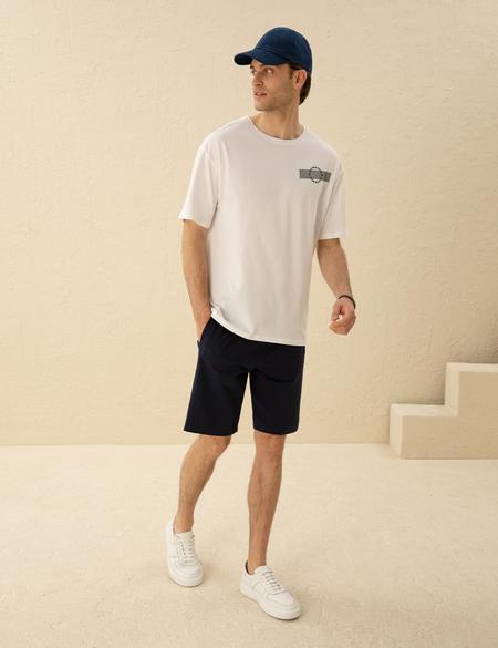 Beyaz Regular Fit Dynamic Baskılı Bisiklet Yaka Tişört - 50273384010