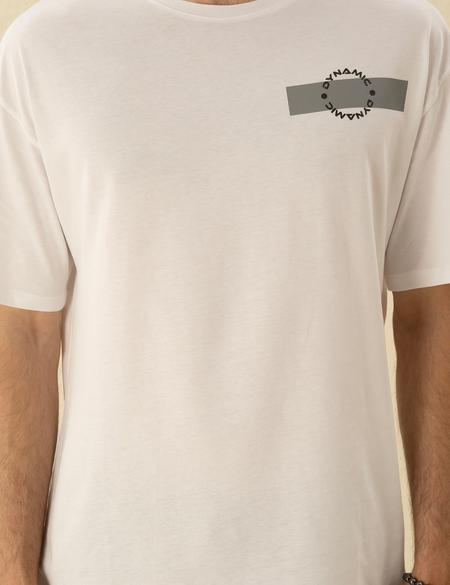 Beyaz Regular Fit Dynamic Baskılı Bisiklet Yaka Tişört - 50273384010