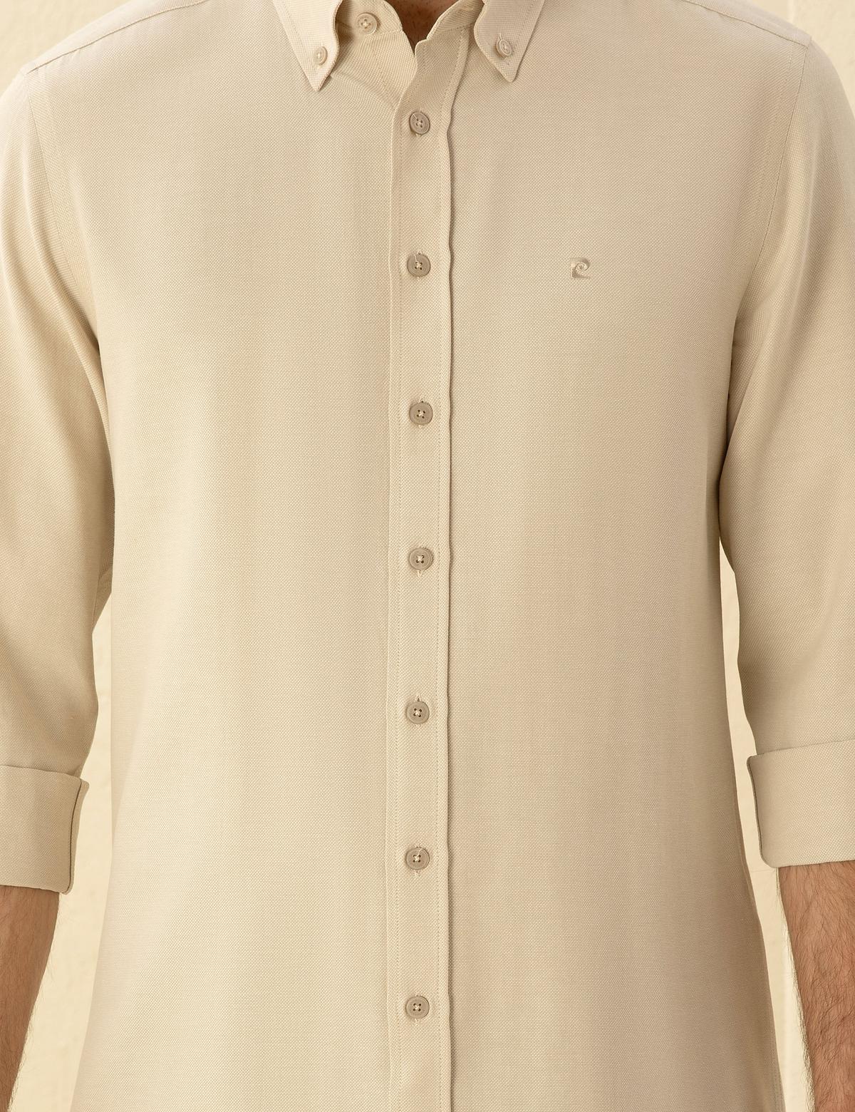 Bej Slim Fit Uzun Kollu Gömlek - 50275814042