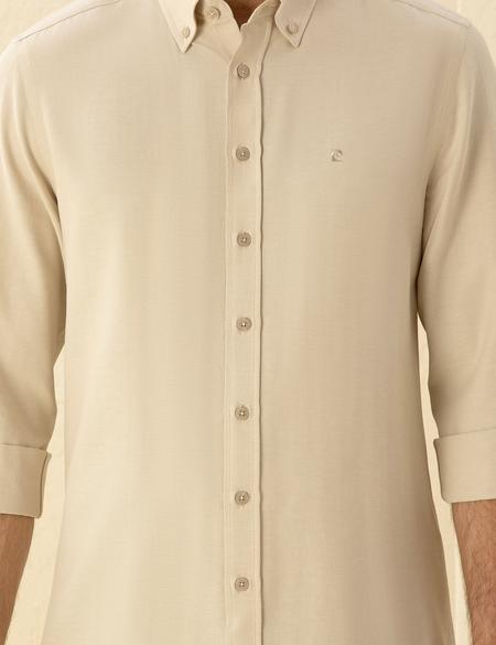 Bej Slim Fit Uzun Kollu Gömlek - 50275814042
