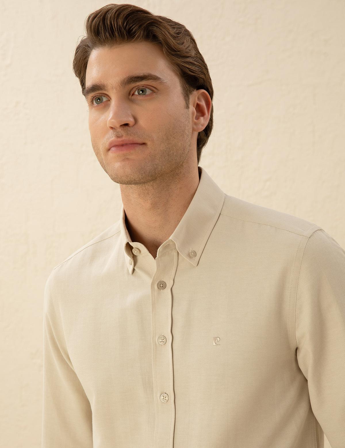 Bej Slim Fit Uzun Kollu Gömlek - 50275814042