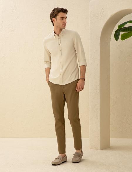 Bej Slim Fit Uzun Kollu Gömlek - 50275814042