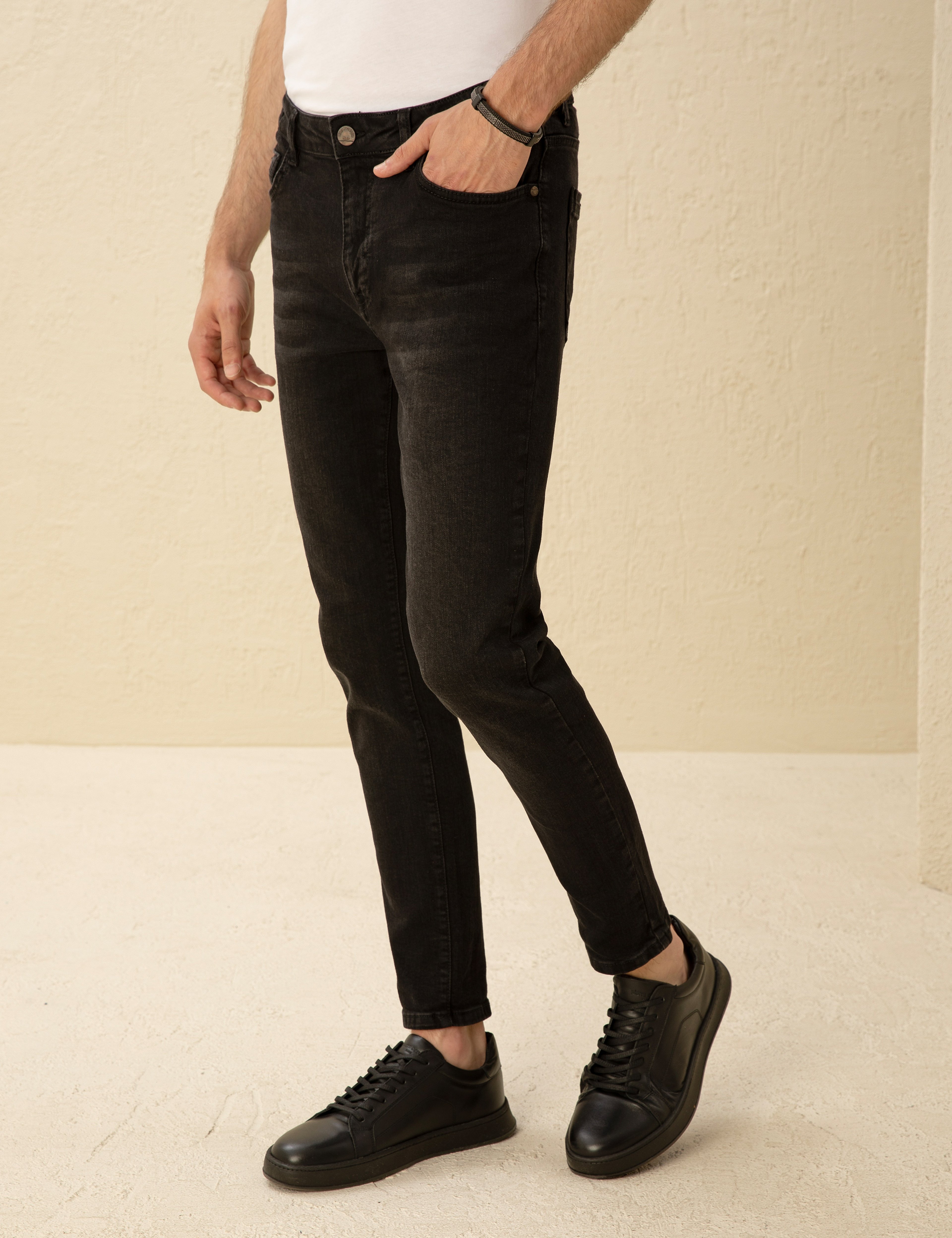 Siyah Slim Fit Jean Pantolon - Image 2