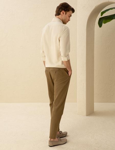 Haki Carrot Fit Keten Karışımlı Kanvas Pantolon - 50291517070