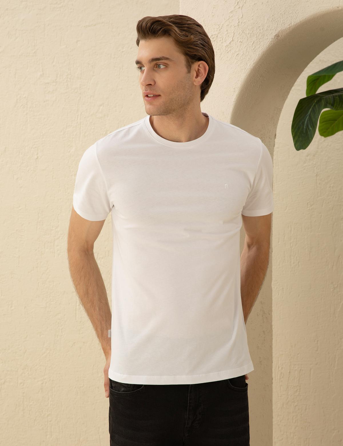 Beyaz Slim Fit Basic Tişört