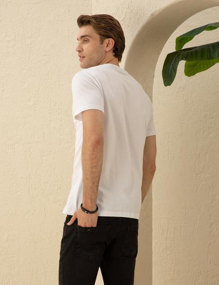 Beyaz Slim Fit Basic Tişört - 50289335005