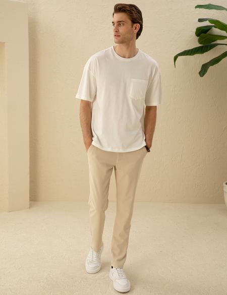 Ekru Comfort Fit Tişört - 50289362007