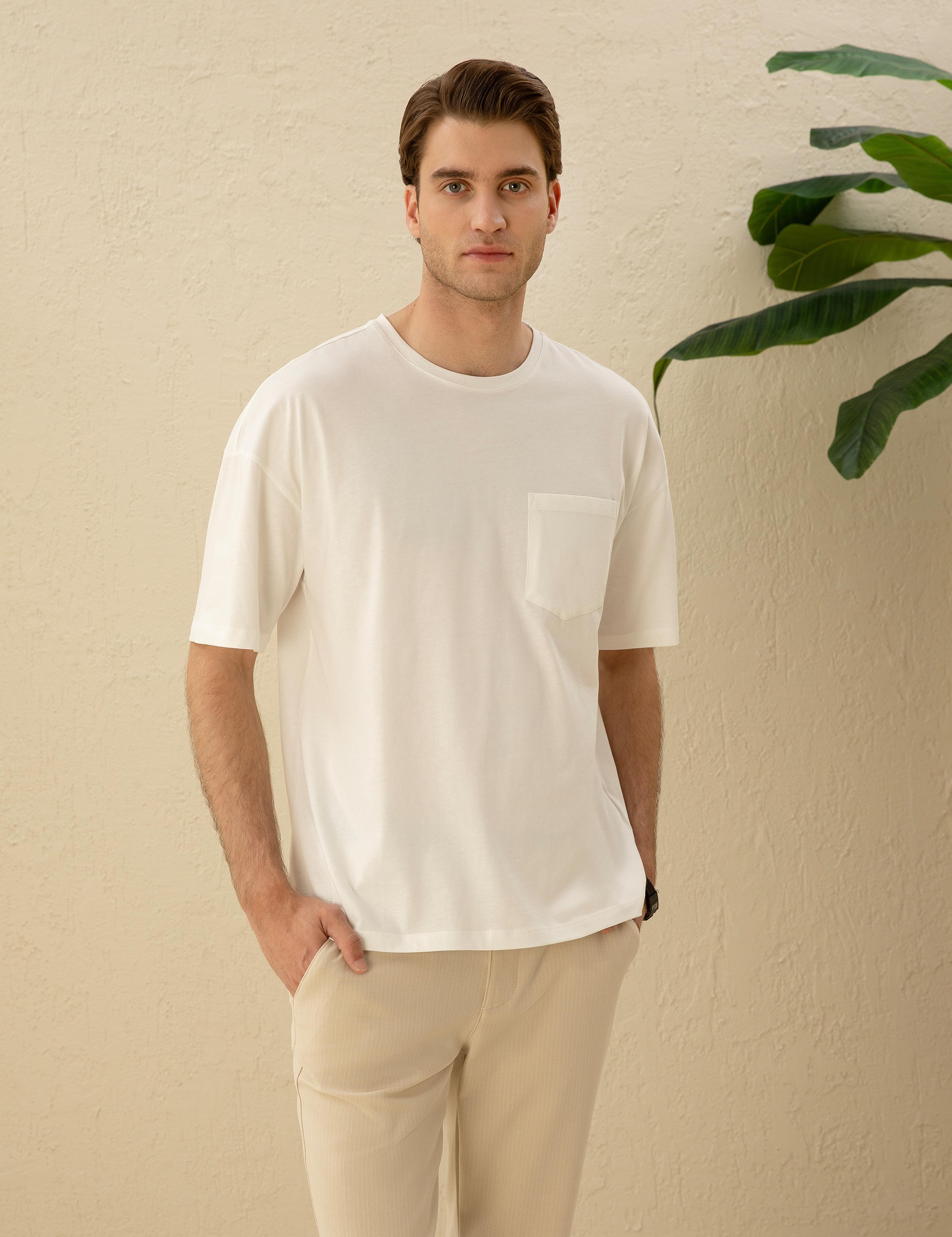 Ekru Comfort Fit Tişört