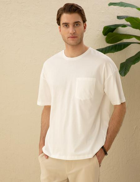 Ekru Comfort Fit Tişört - 50289362007