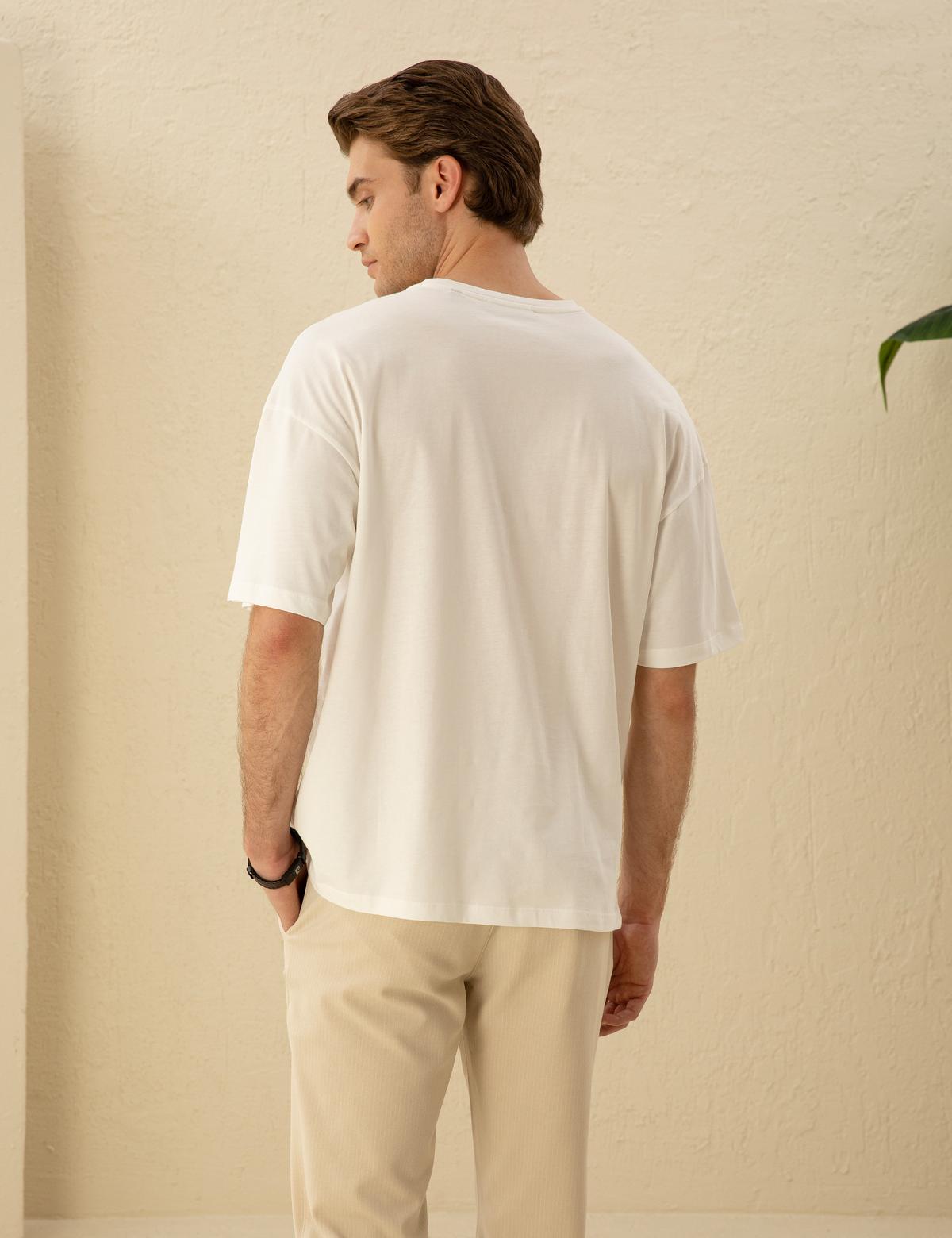 Ekru Comfort Fit Tişört - 50289362007