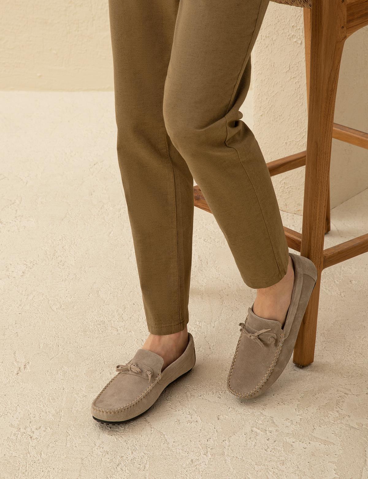 Bej %100 Deri Loafer - 50290437003