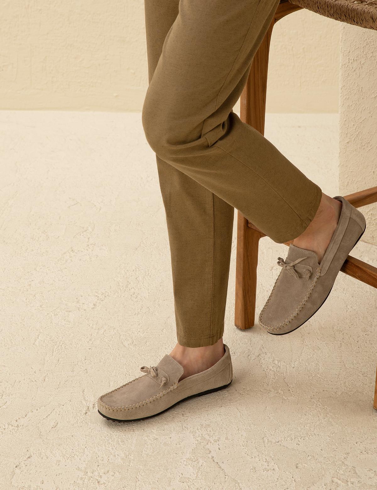 Bej %100 Deri Loafer - 50290437003