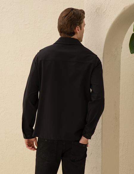 Siyah Regular Fit Gömlek Ceket - 50288723020