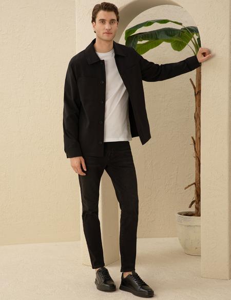 Siyah Regular Fit Gömlek Ceket - 50288723020