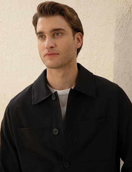 Siyah Regular Fit Gömlek Ceket - 50288723020