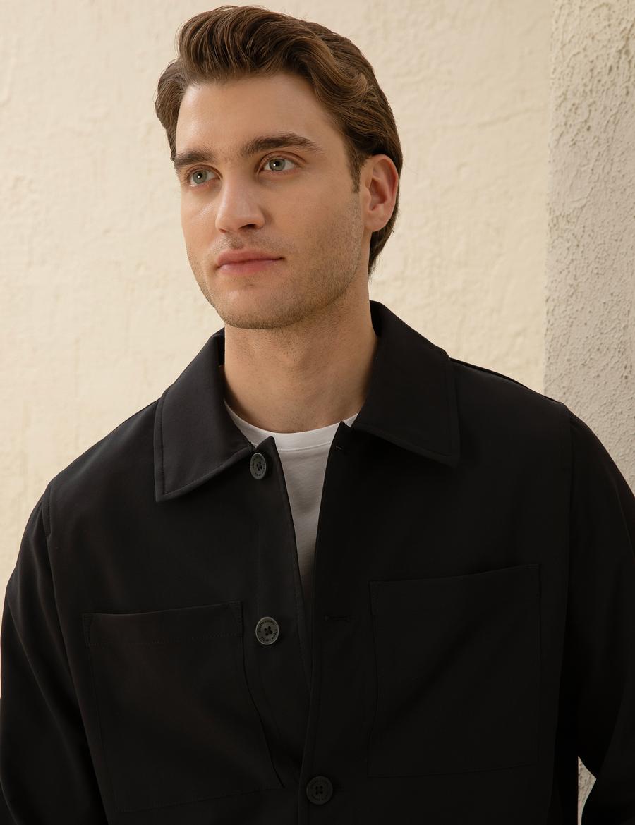 Siyah Regular Fit Gömlek Ceket