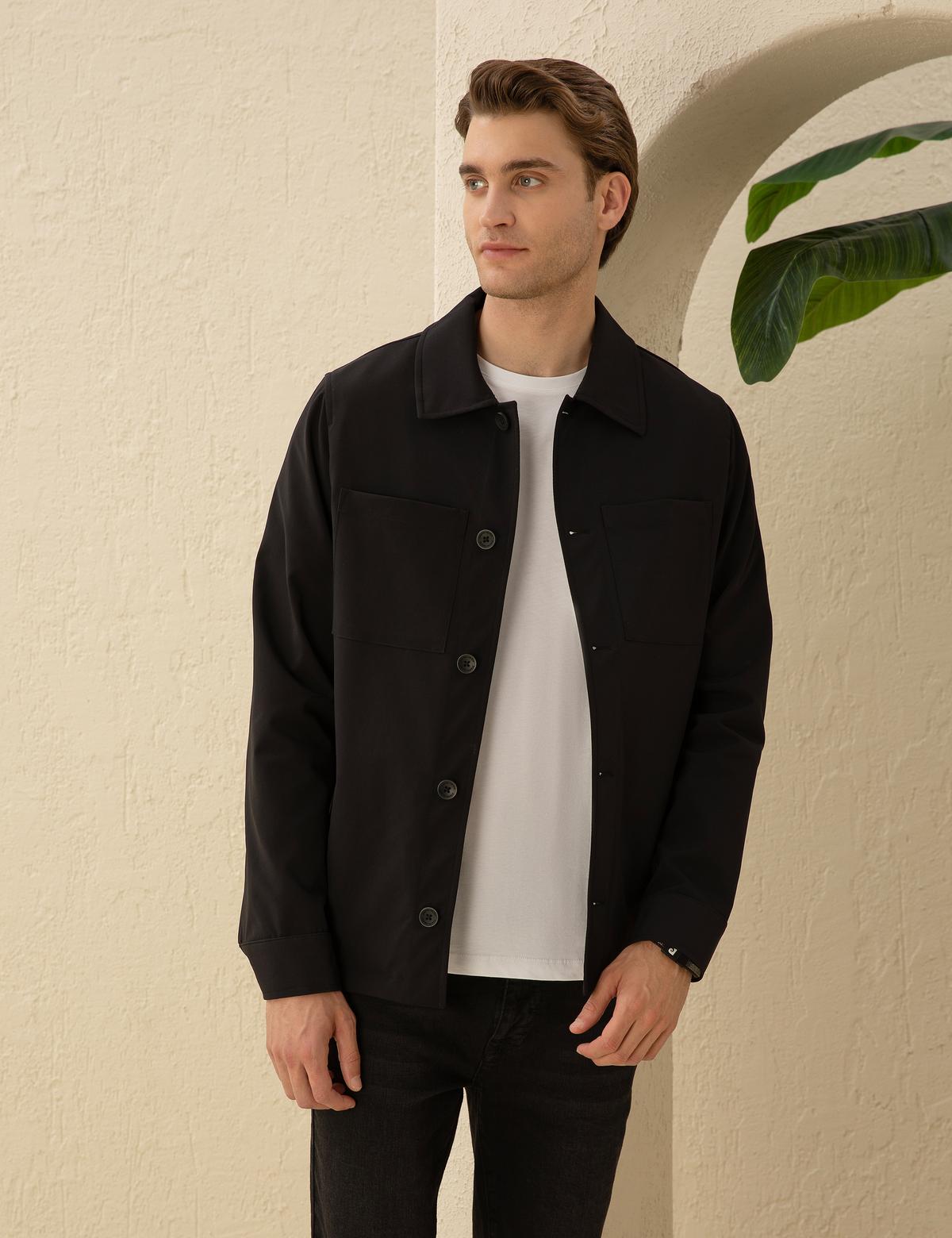 Siyah Regular Fit Gömlek Ceket