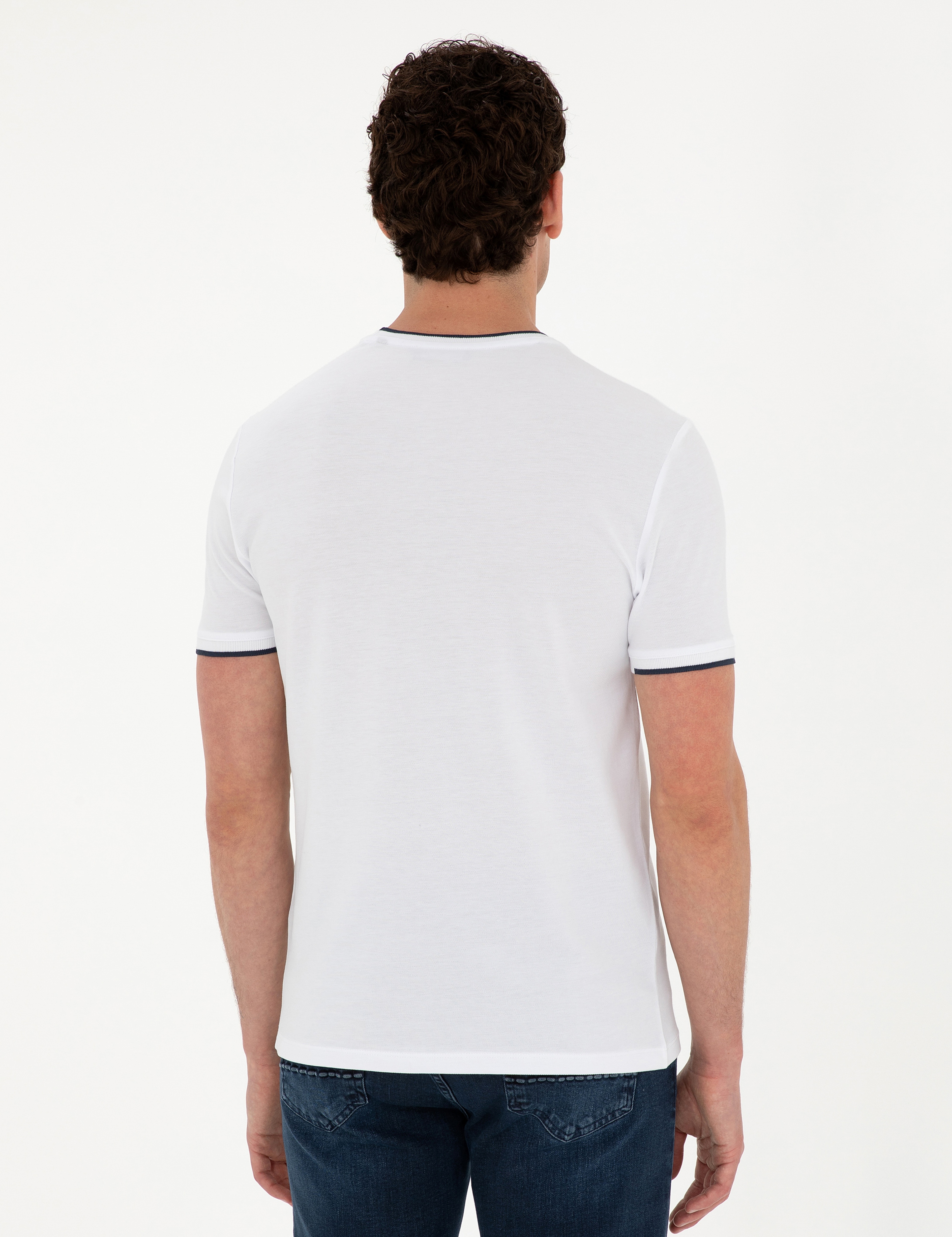 Beyaz Slim Fit Tişört - Image 5