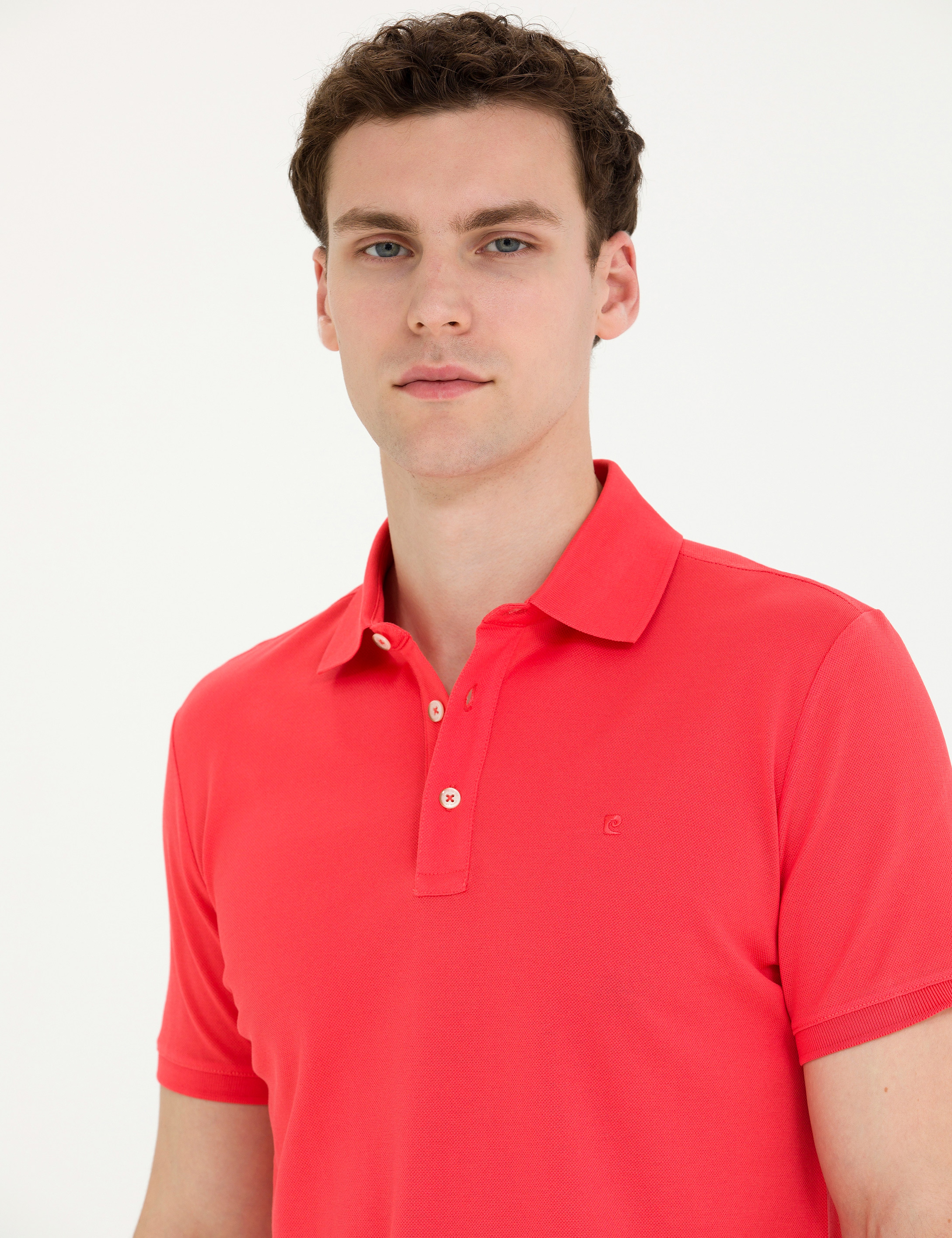 Nar Çiçeği Slim Fit %100 Pamuk Merserize Düğmeli Polo Yaka Basic Tişört - Image 2
