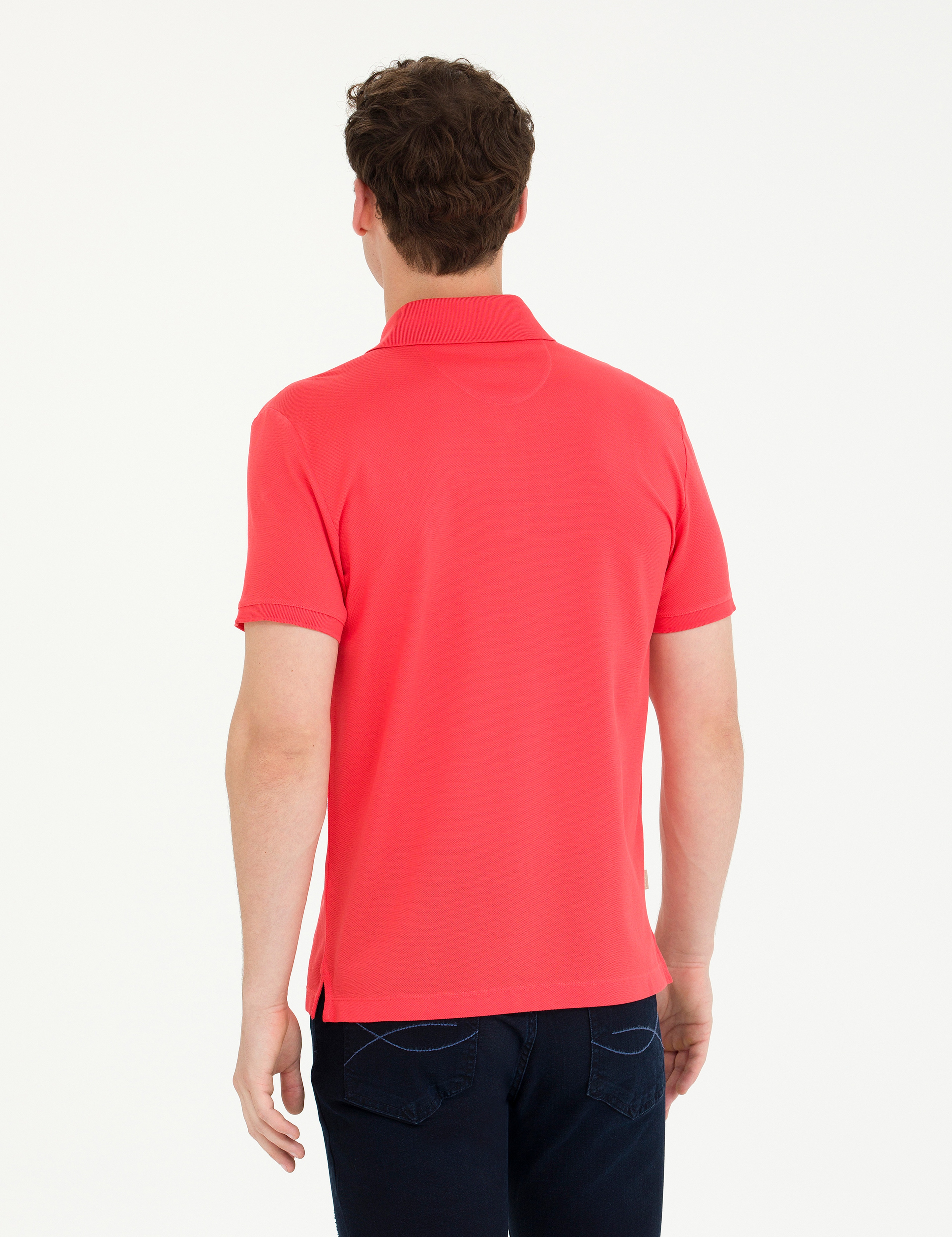 Nar Çiçeği Slim Fit %100 Pamuk Merserize Düğmeli Polo Yaka Basic Tişört - Image 5
