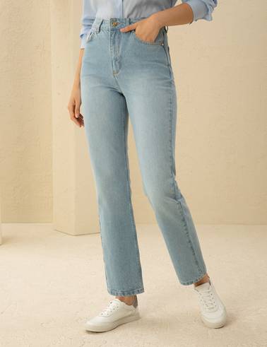 Açık Mavi Straight Fit Jean Pantolon