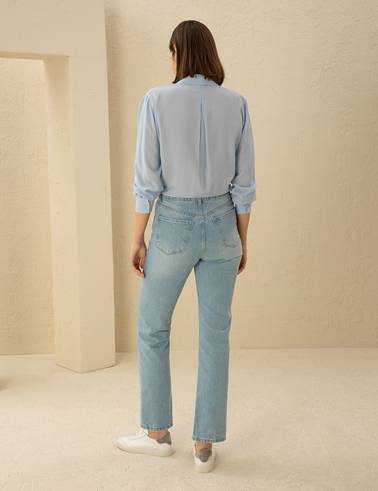 Açık Mavi Straight Fit Jean Pantolon