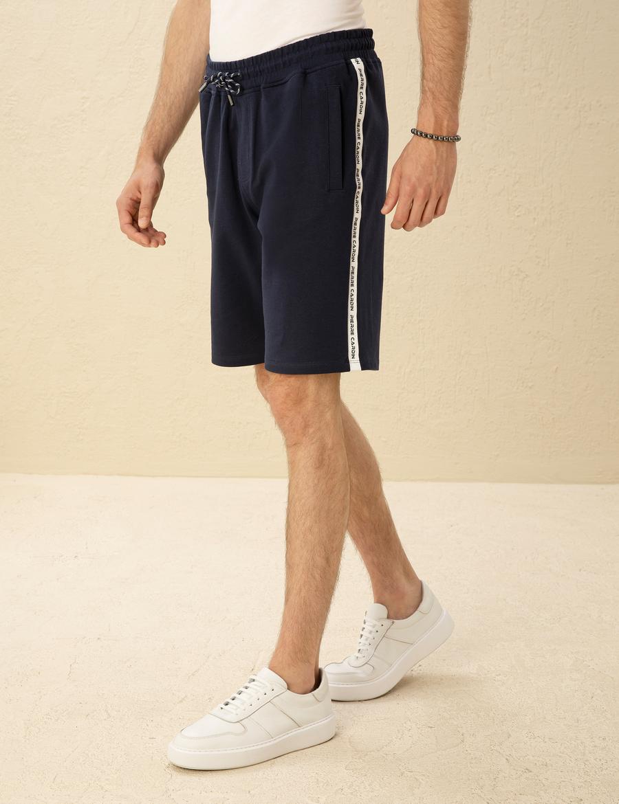 Lacivert Slim Fit Örme Şort