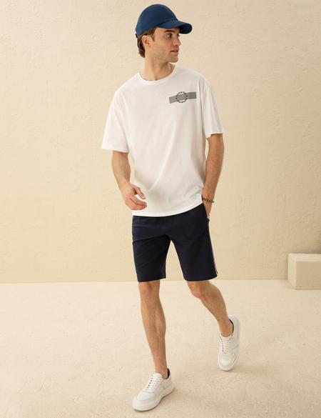 Lacivert Slim Fit Örme Şort - 50292994007