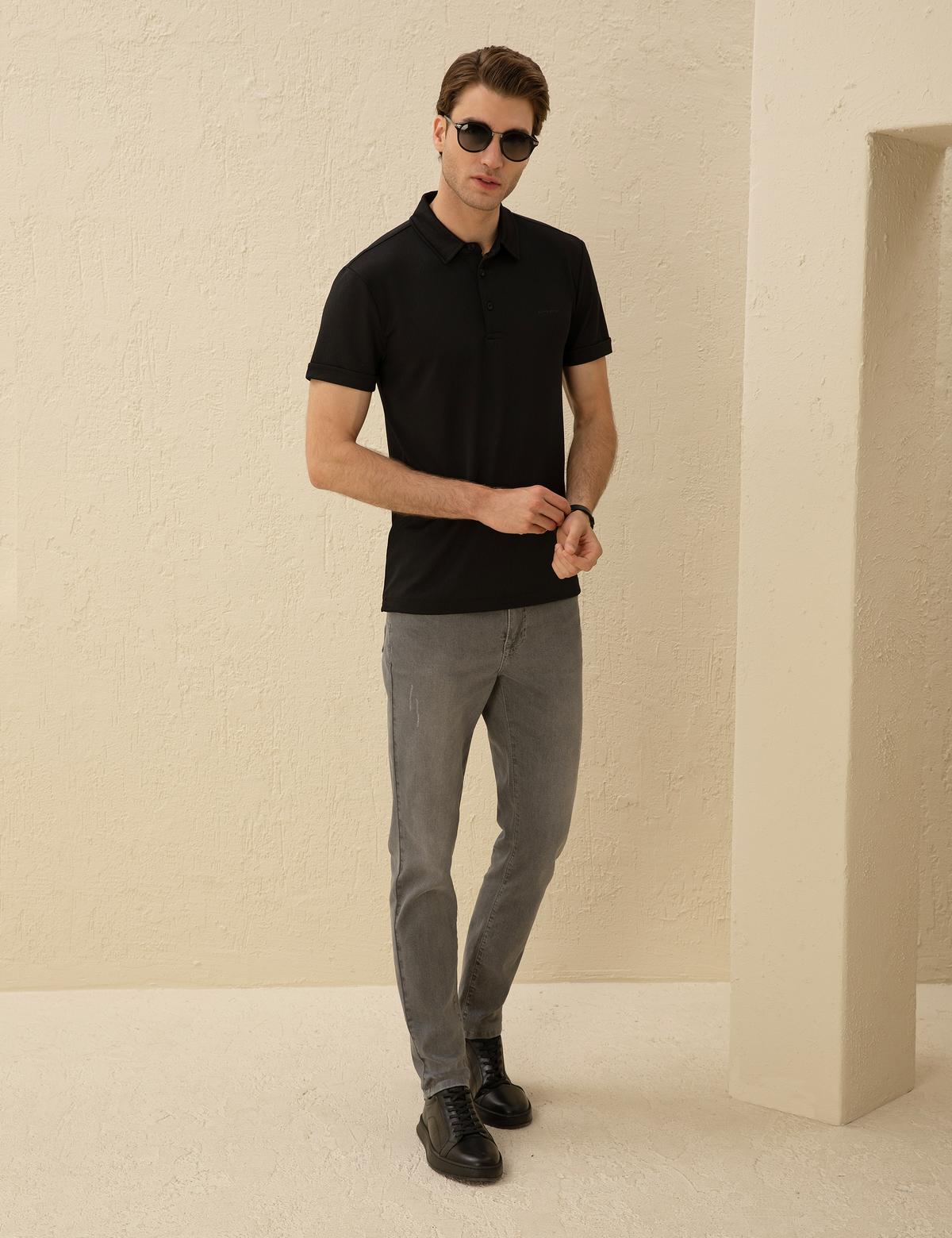Siyah Slim Fit Tişört - 50292631007