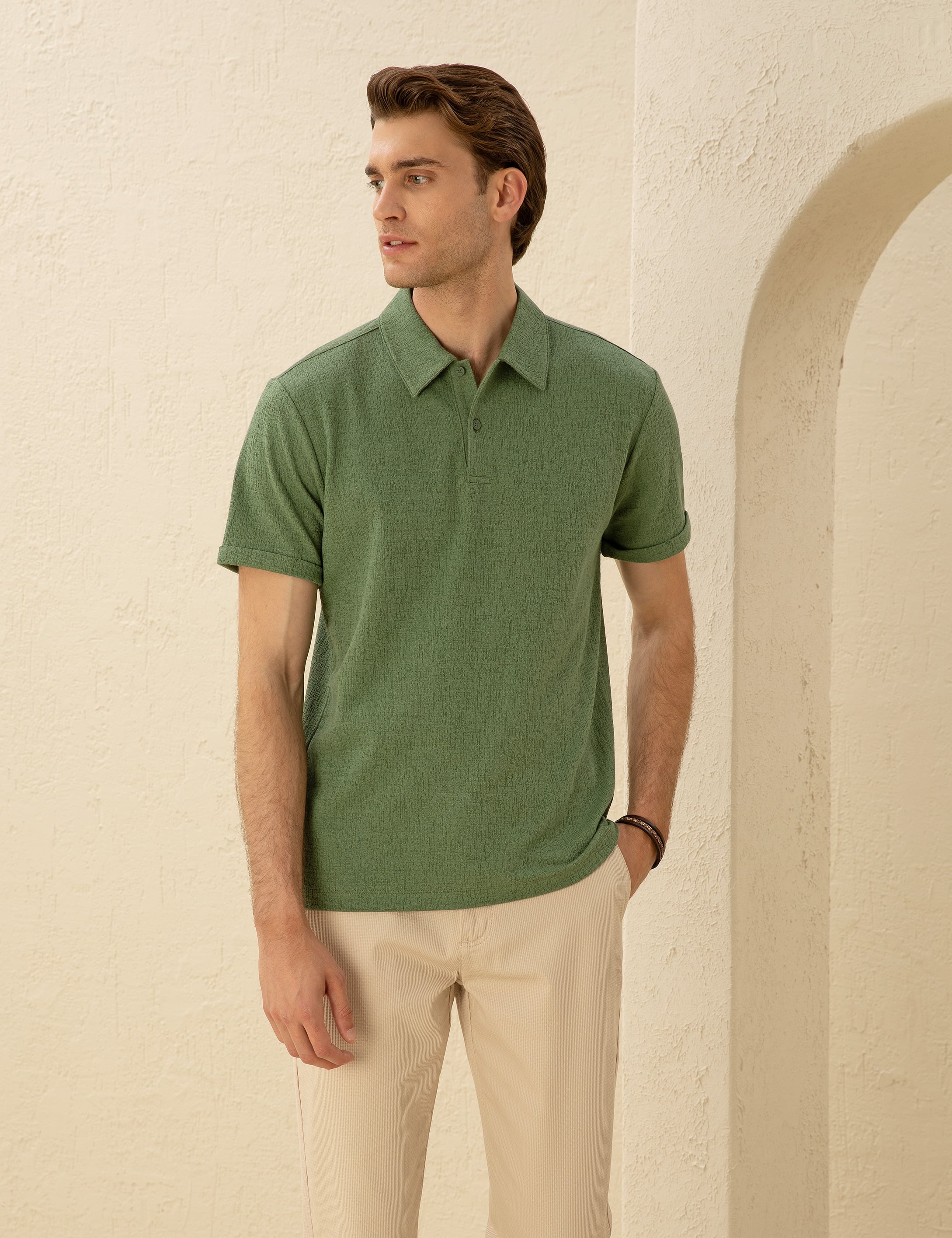 Haki Slim Fit Tişört - Image 1