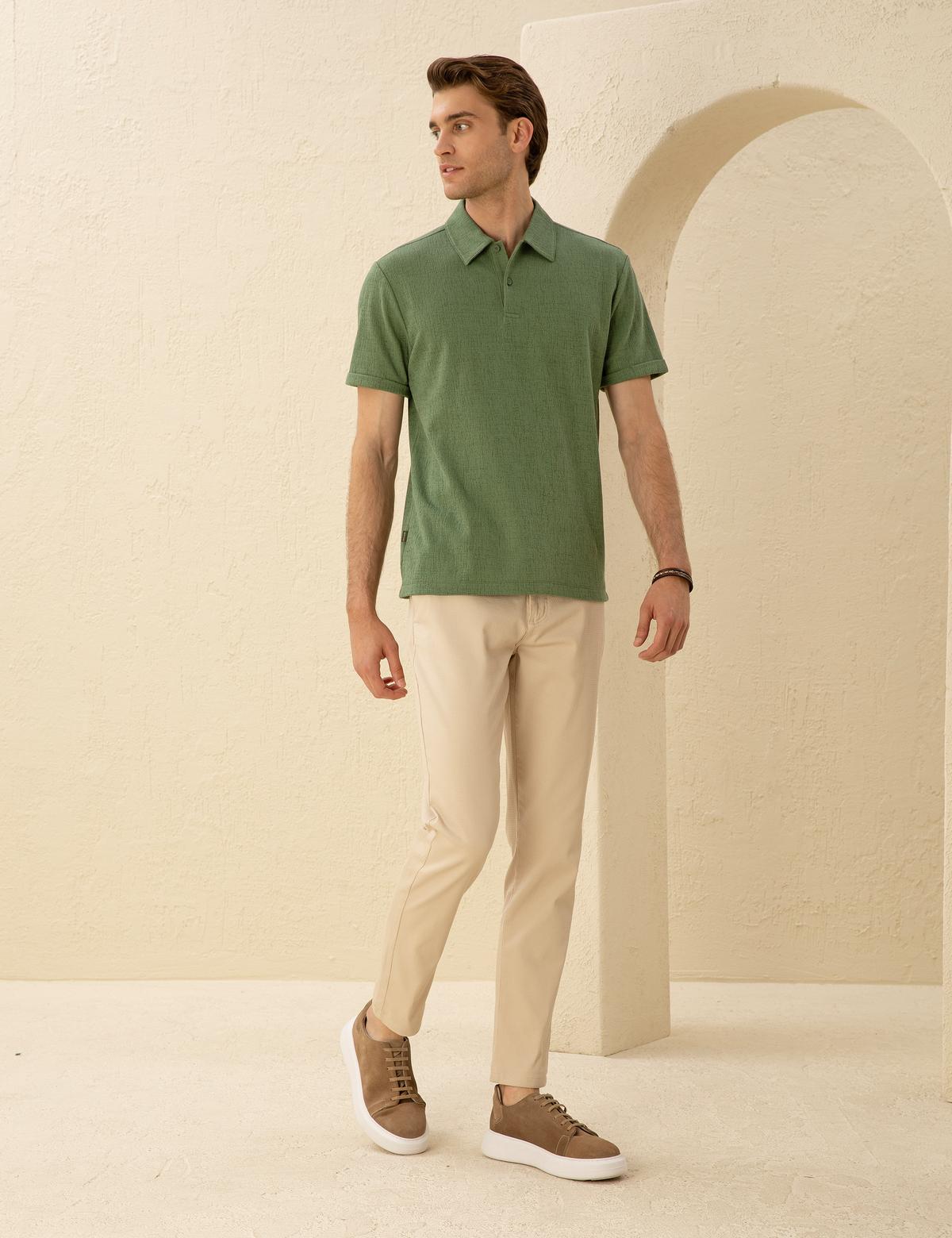 Haki Slim Fit Tişört - 50292609014