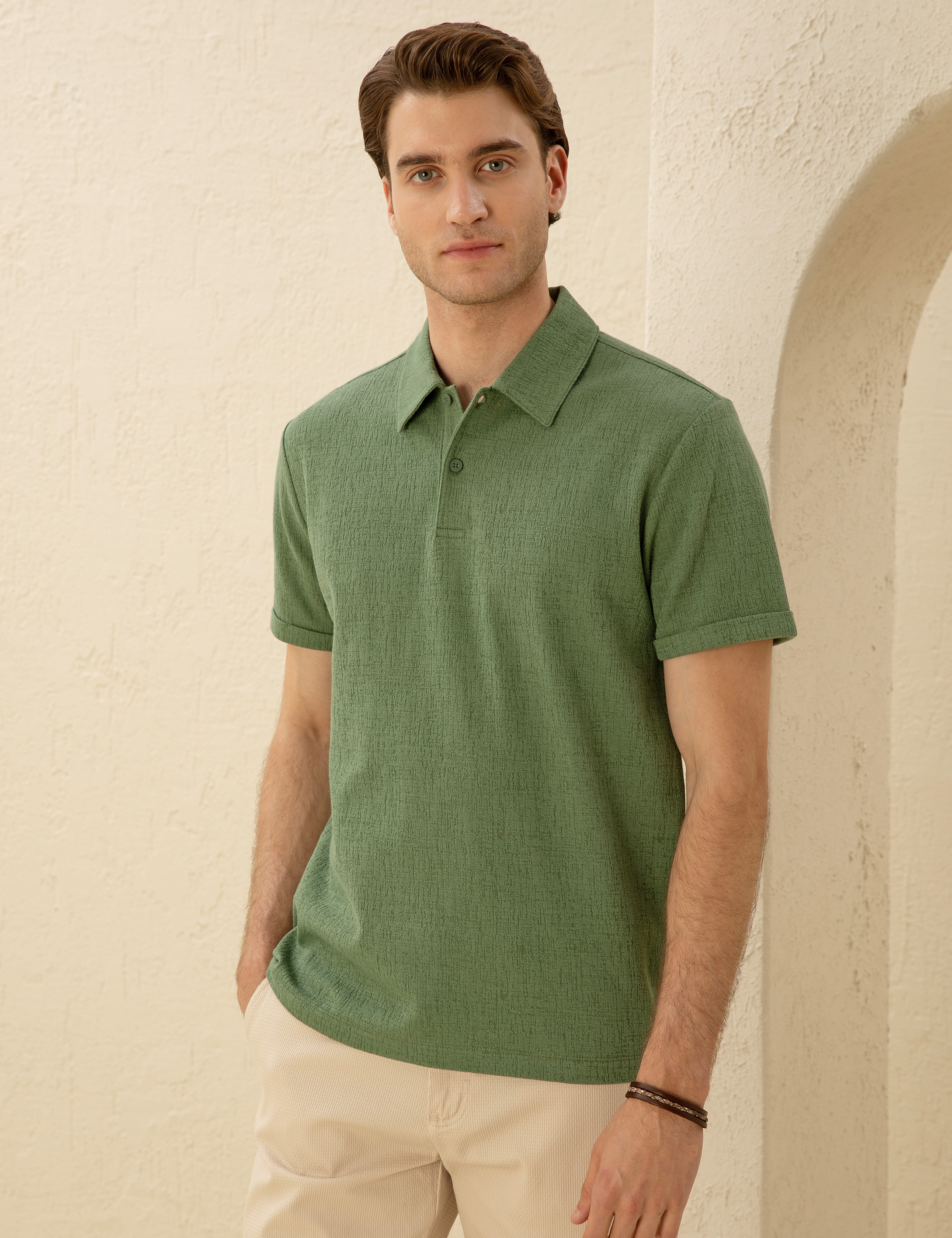 Haki Slim Fit Tişört - Image 3