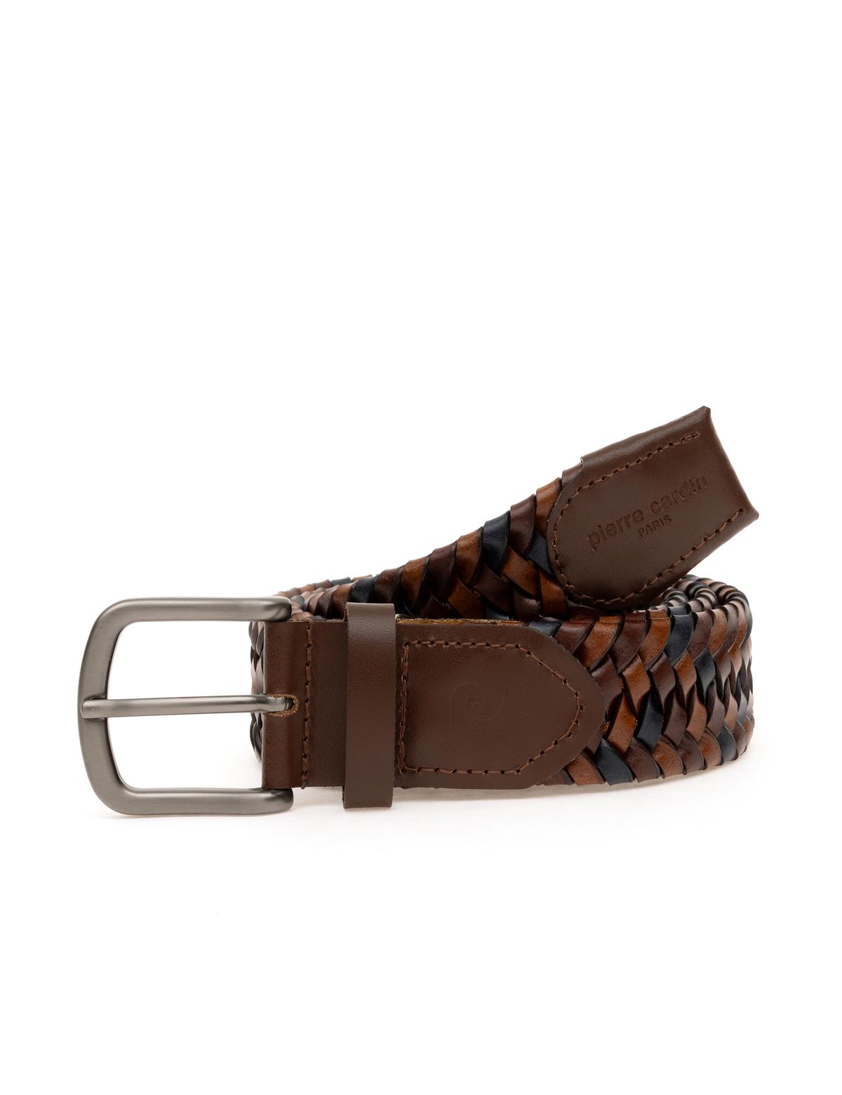 Kahverengi %100 Deri Örgü Kemer - 50294397002