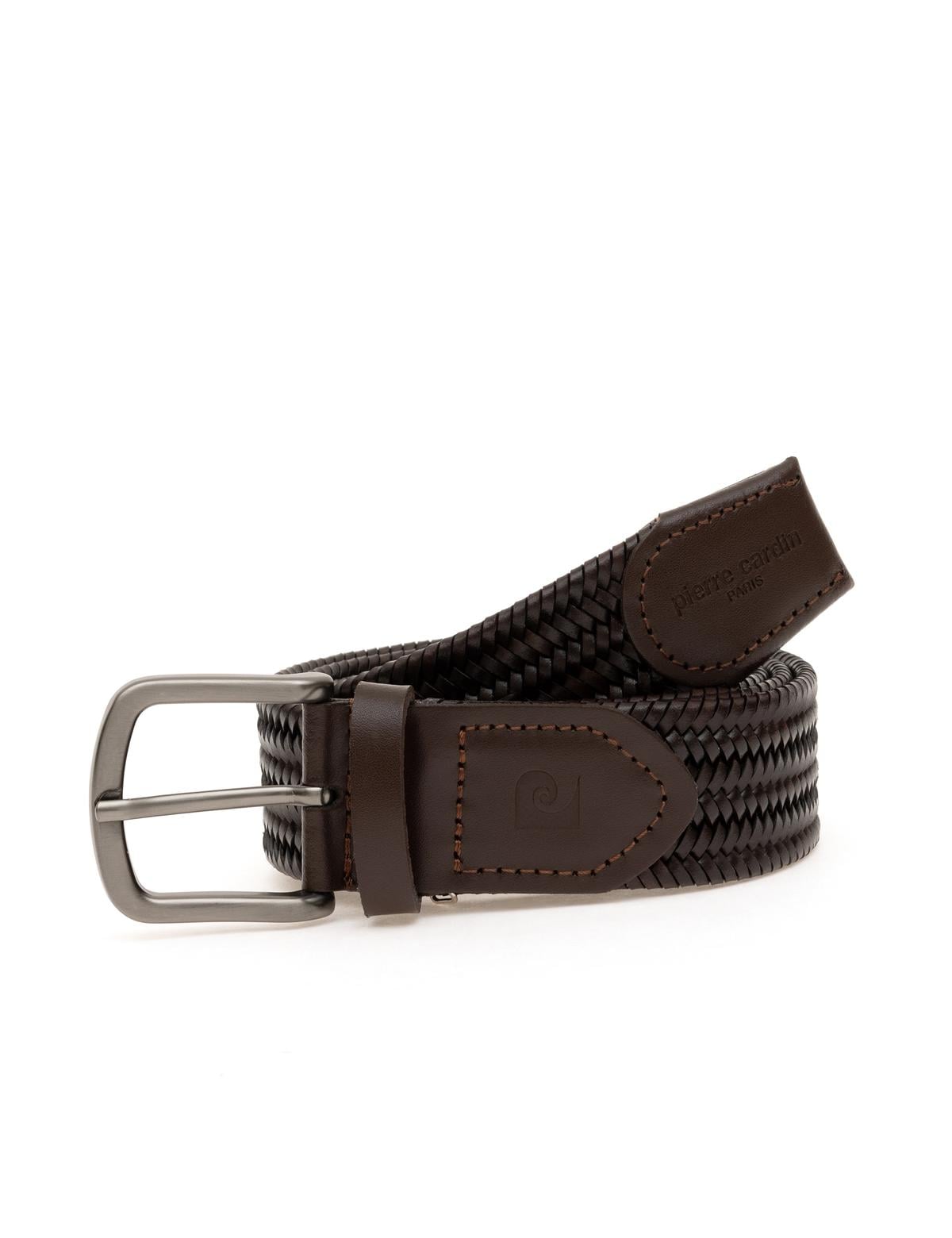 Kahverengi %100 Deri Örgü Kemer - 50294398004