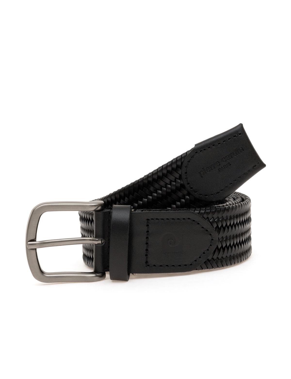 Siyah %100 Deri Örgü Kemer - 50294398006