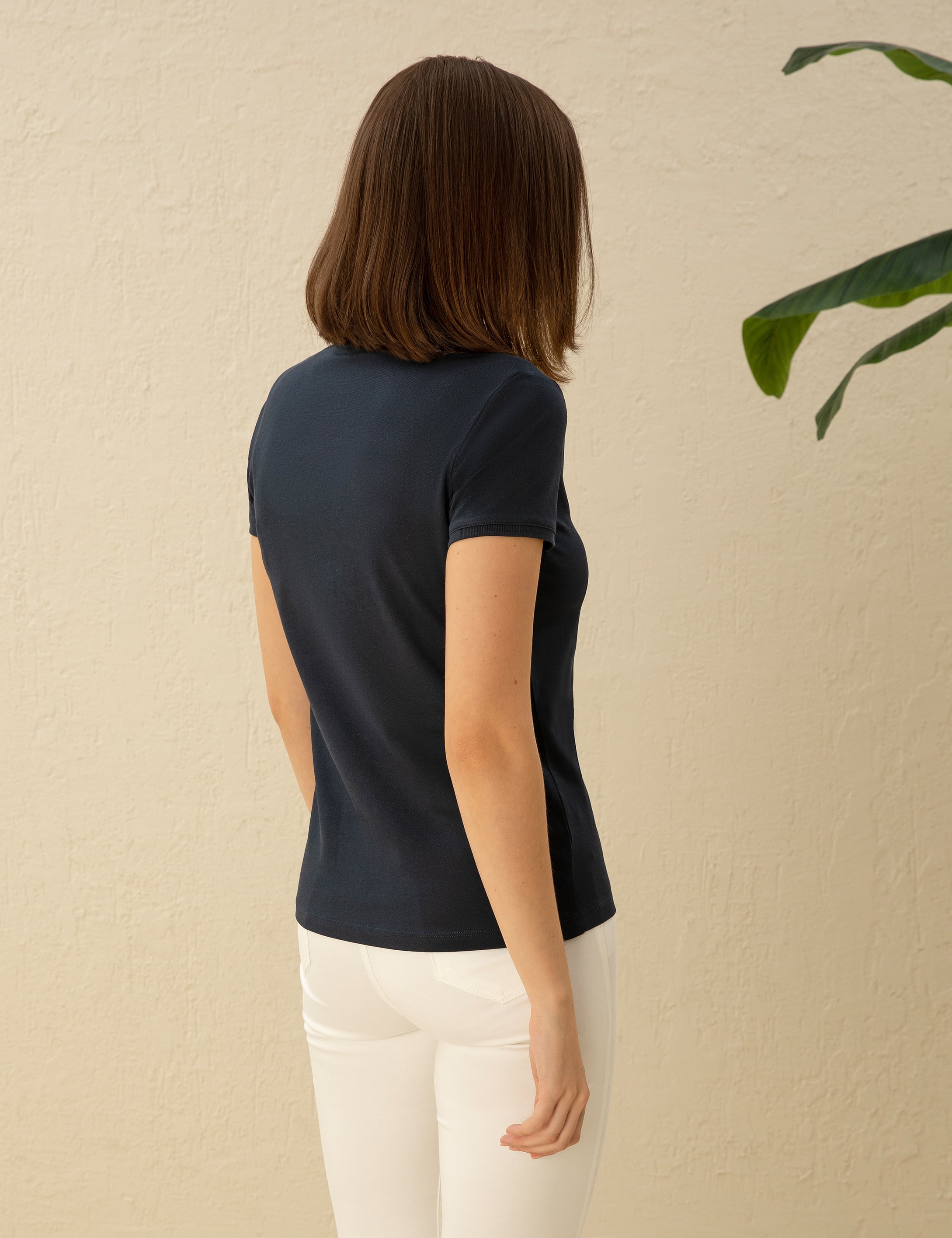Lacivert Slim Fit Polo Yaka Basic Tişört