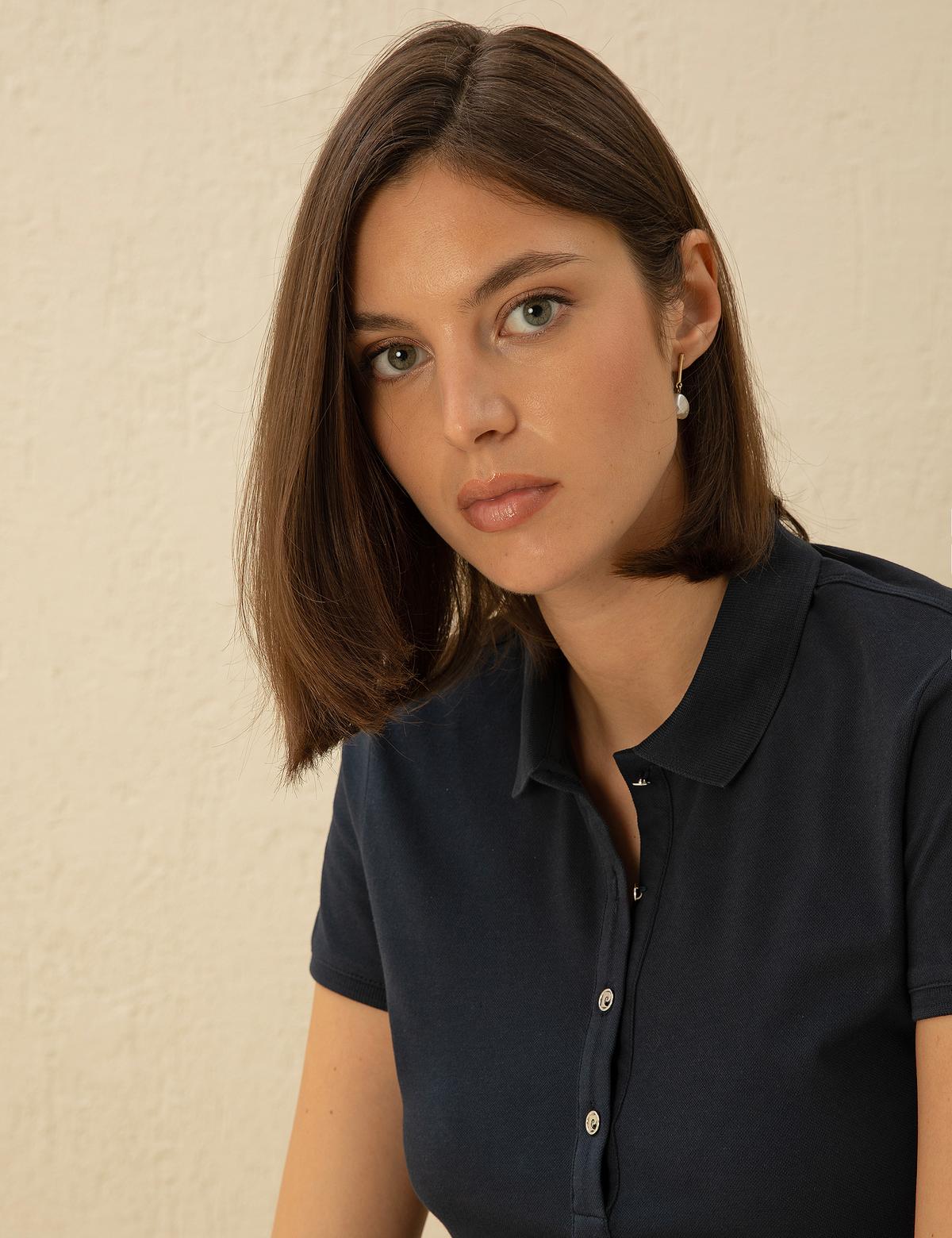 Lacivert Slim Fit Polo Yaka Basic Tişört - 50269520027