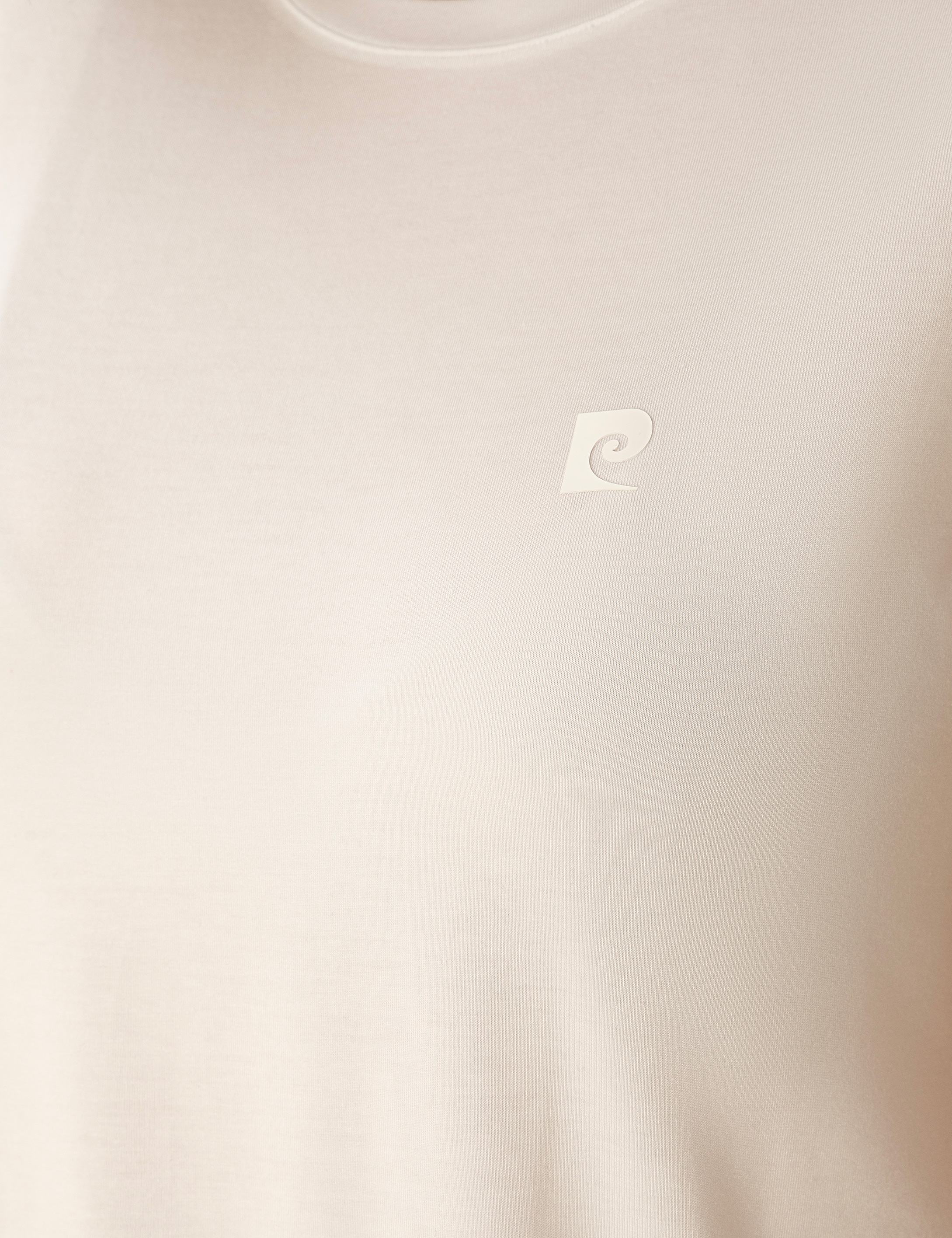 Beyaz Comfort Fit Bisiklet Yaka Basic Tişört - Image 7