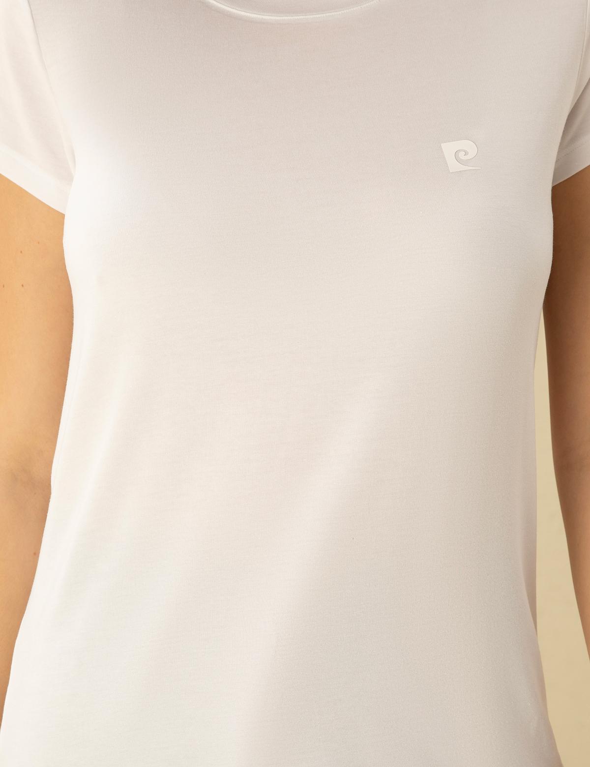 Beyaz Comfort Fit Bisiklet Yaka Basic Tişört - 50272382013