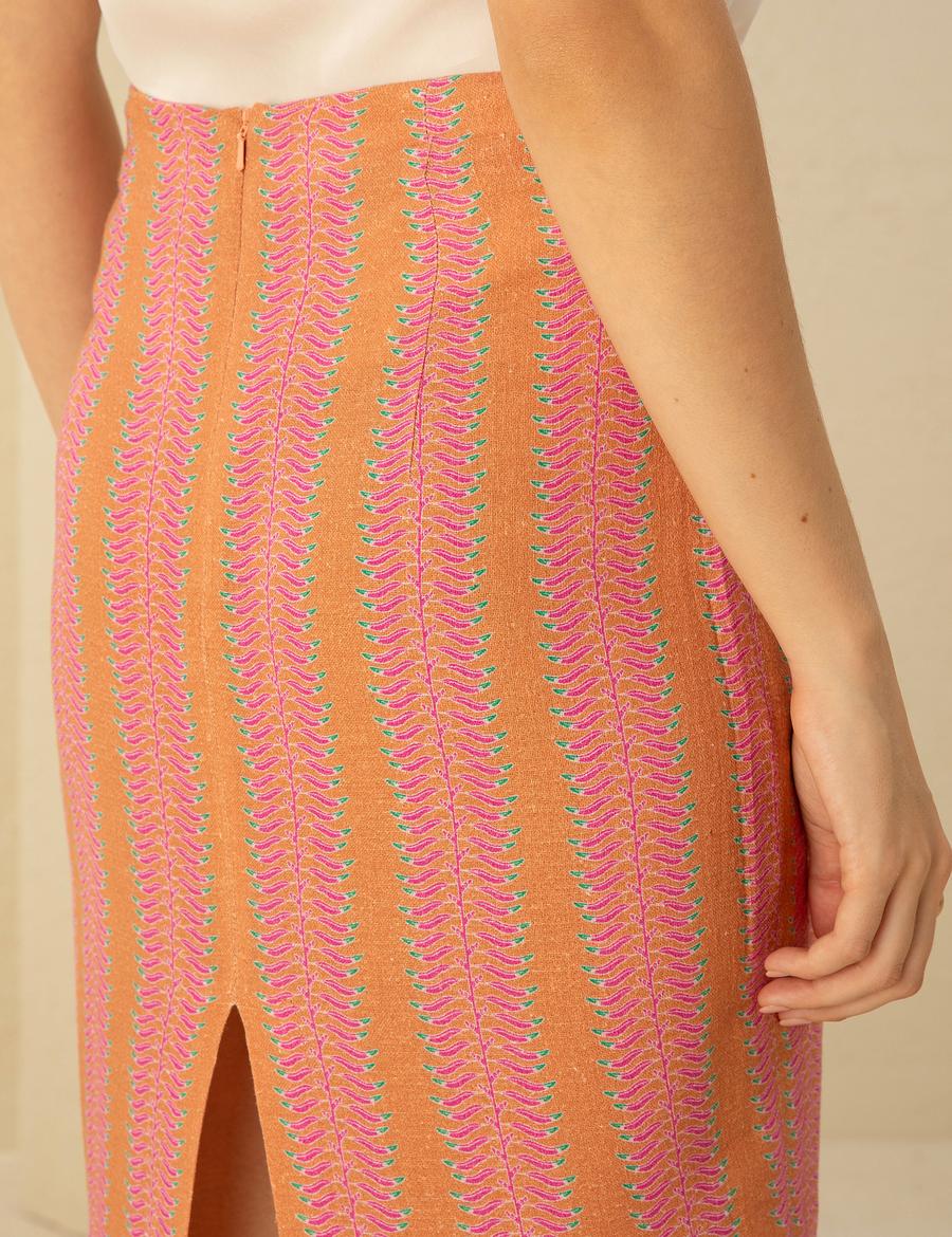 Turuncu Regular Dokuma Etek