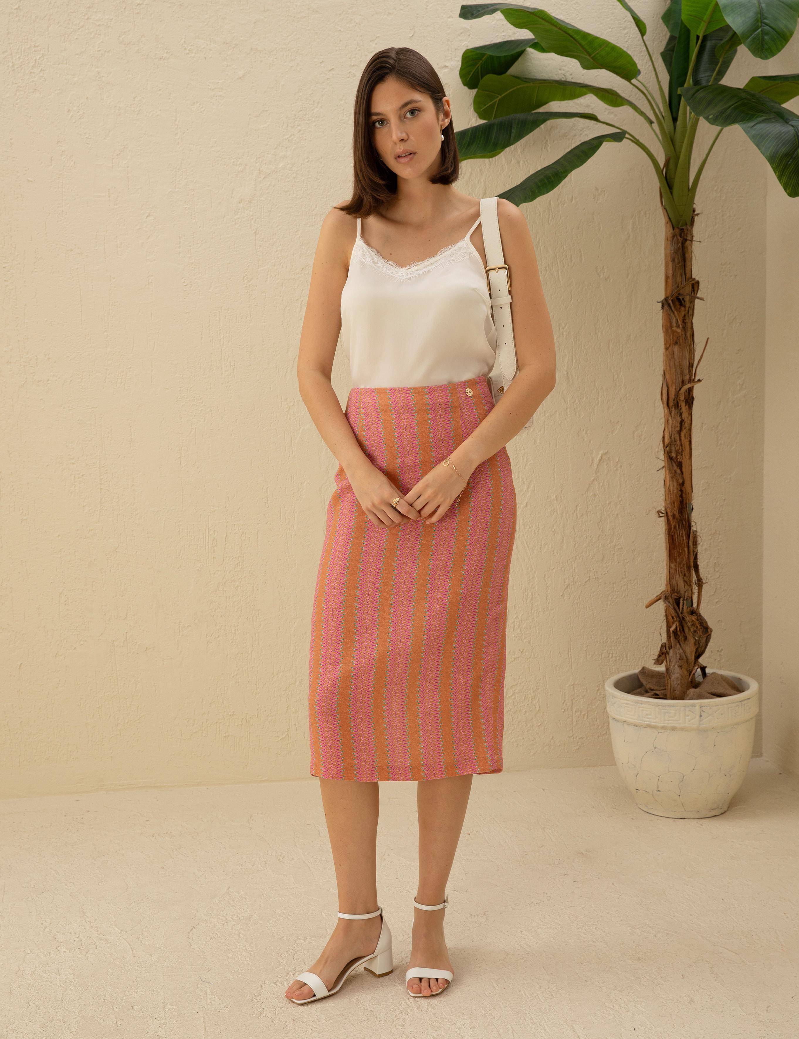 Turuncu Regular Dokuma Etek