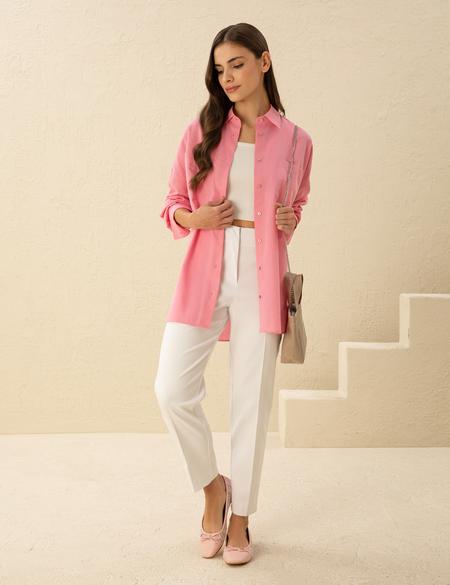 Beyaz Havuç Fit Kumaş Pantolon - 50269321001