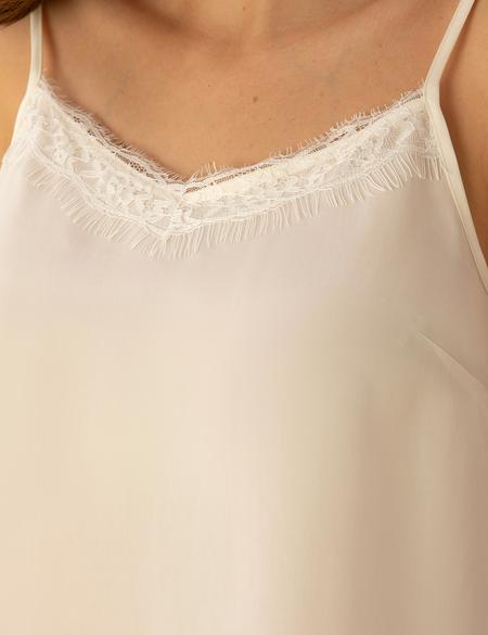 Ekru Cupro Regular Fit Bluz - 50273132025