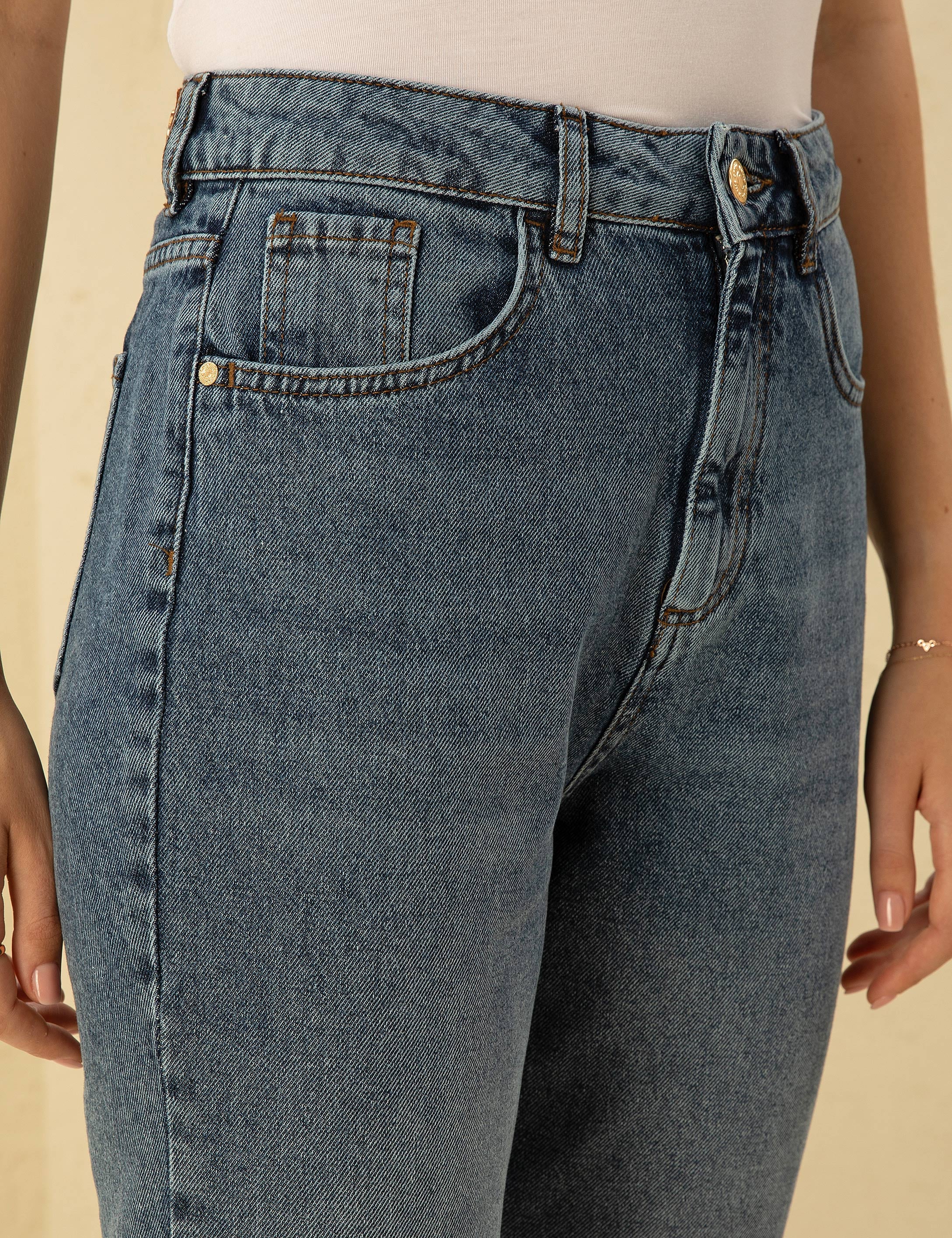 İndigo Mom Fit Jean Pantolon