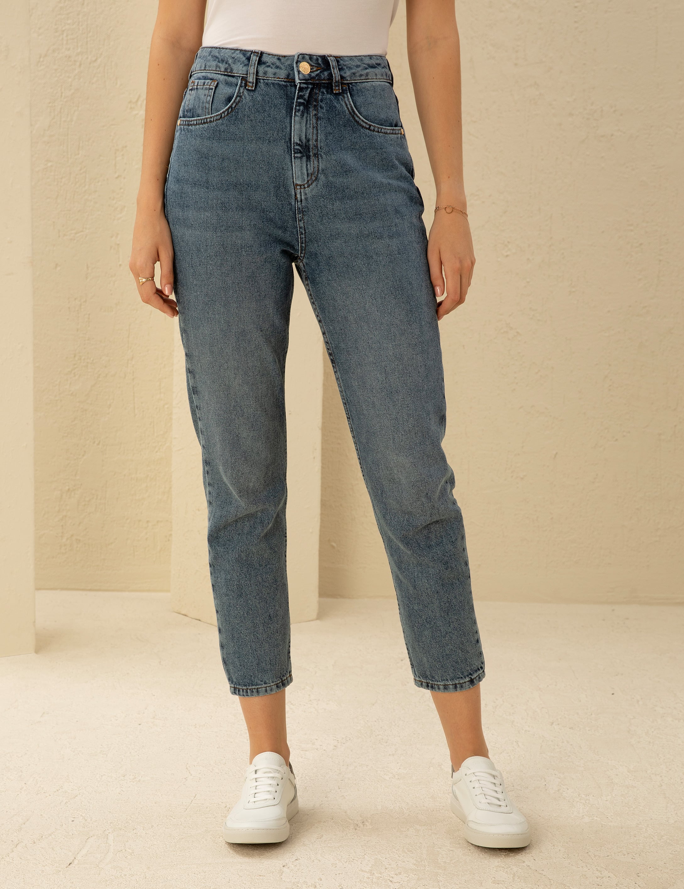İndigo Mom Fit Jean Pantolon - Image 2