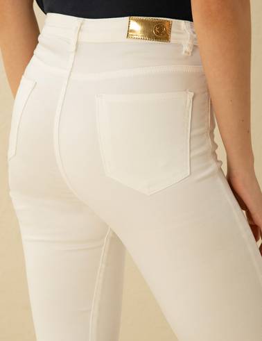 Ekru Skinny Fit Pantolon