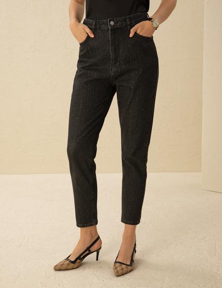 Siyah Mom Fit Jean Pantolon - 50274584013